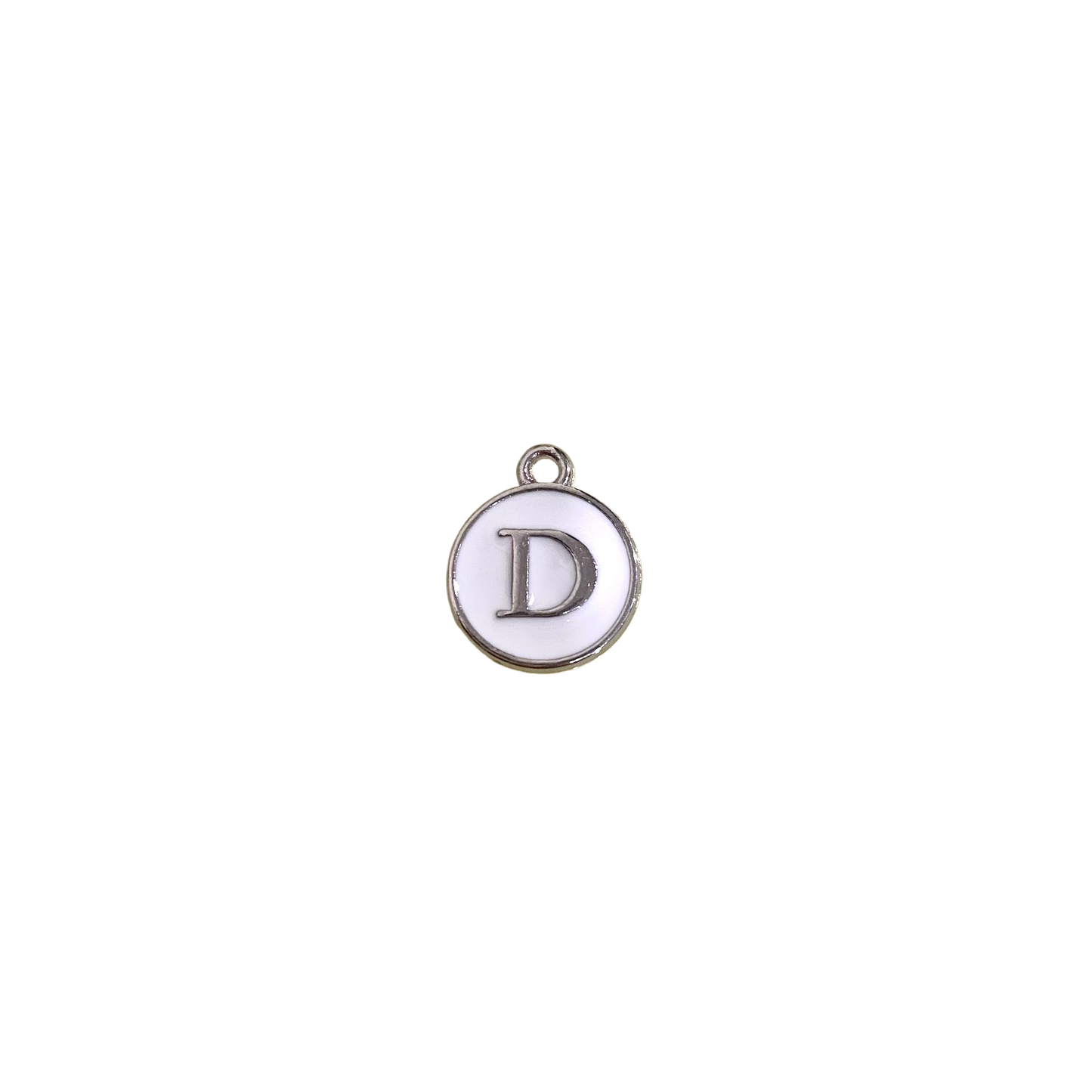 ENAMEL WHITE / SILVER INITIAL CHARM
