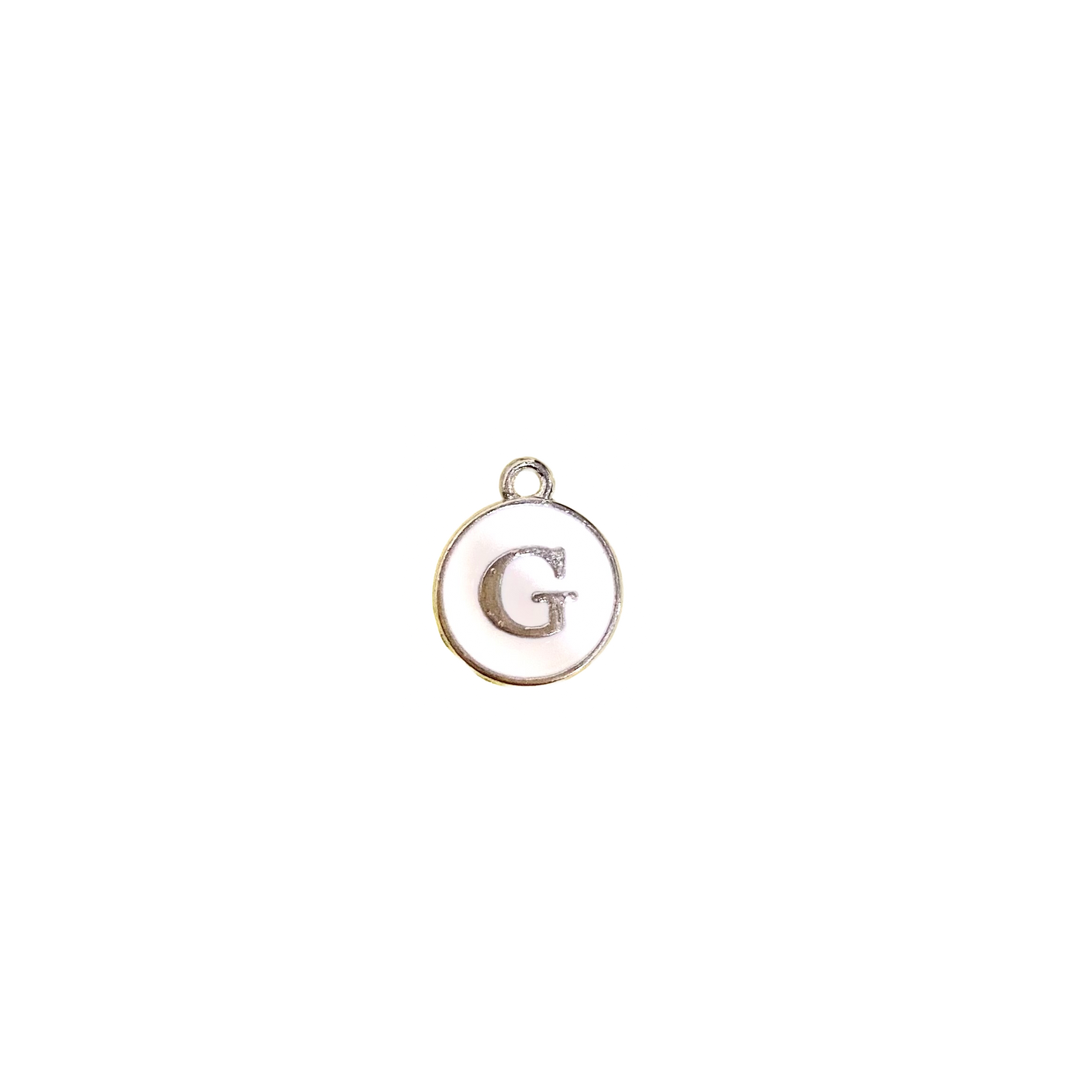 ENAMEL WHITE / SILVER INITIAL CHARM