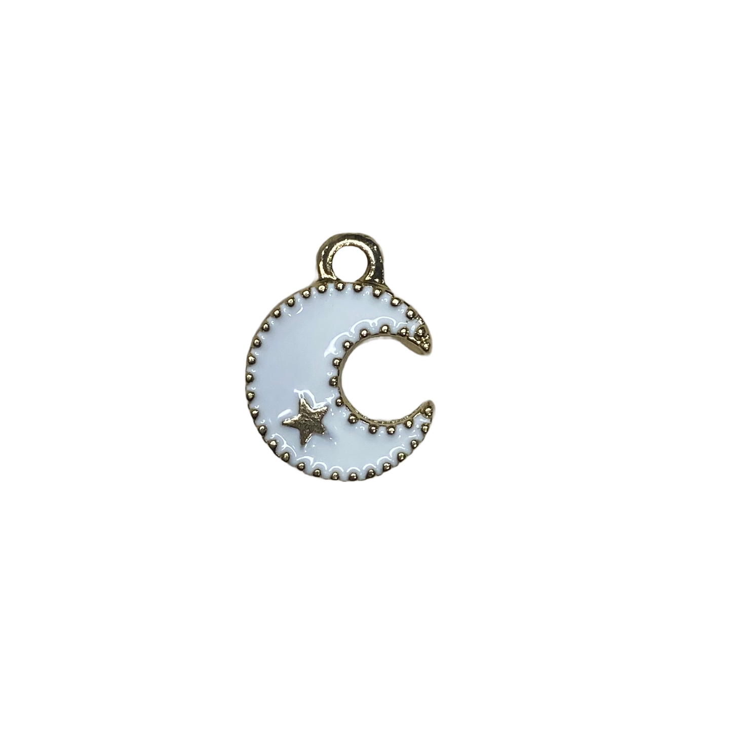 CRESCENT MOON AND STAR CHARM GOLD