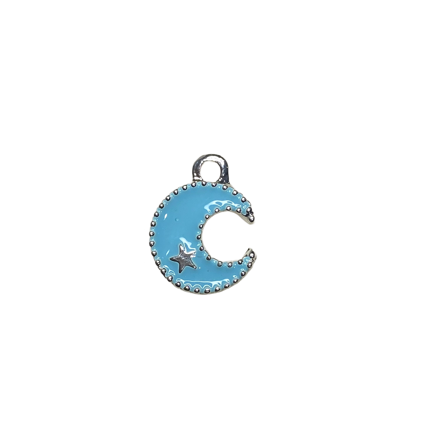 CRESCENT MOON AND STAR CHARM SILVER