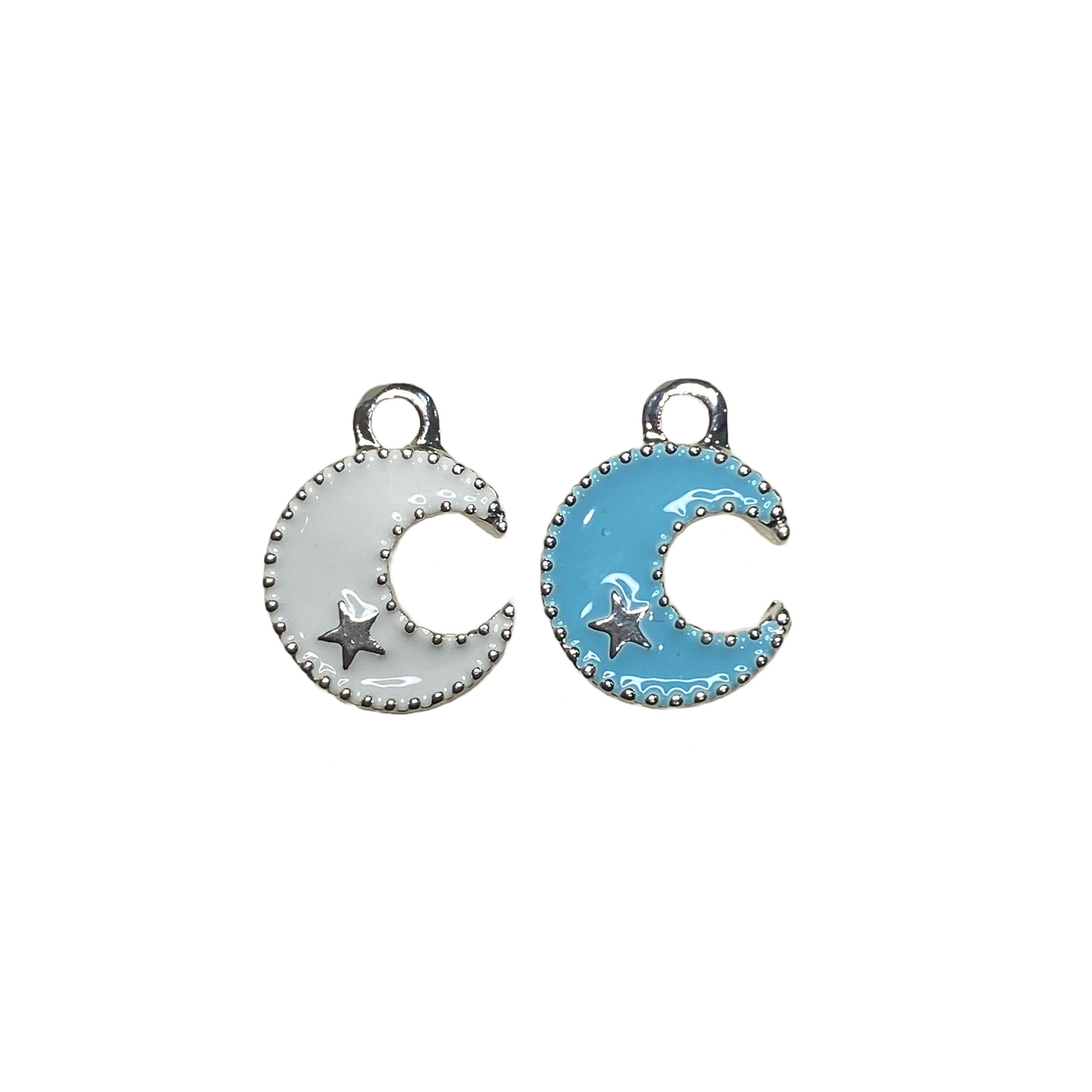 CRESCENT MOON AND STAR CHARM SILVER