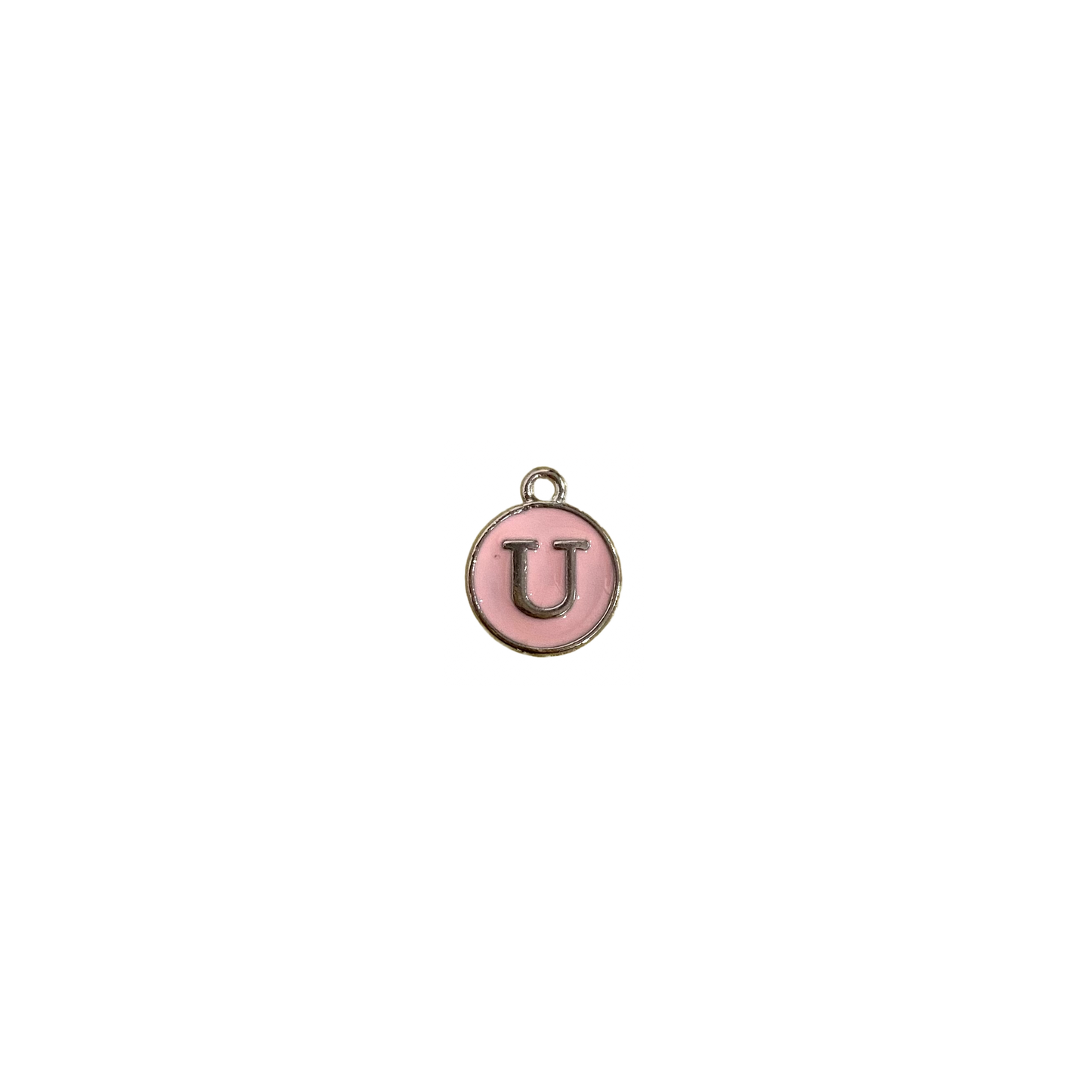 ENAMEL PINK / SILVER INITIAL CHARM