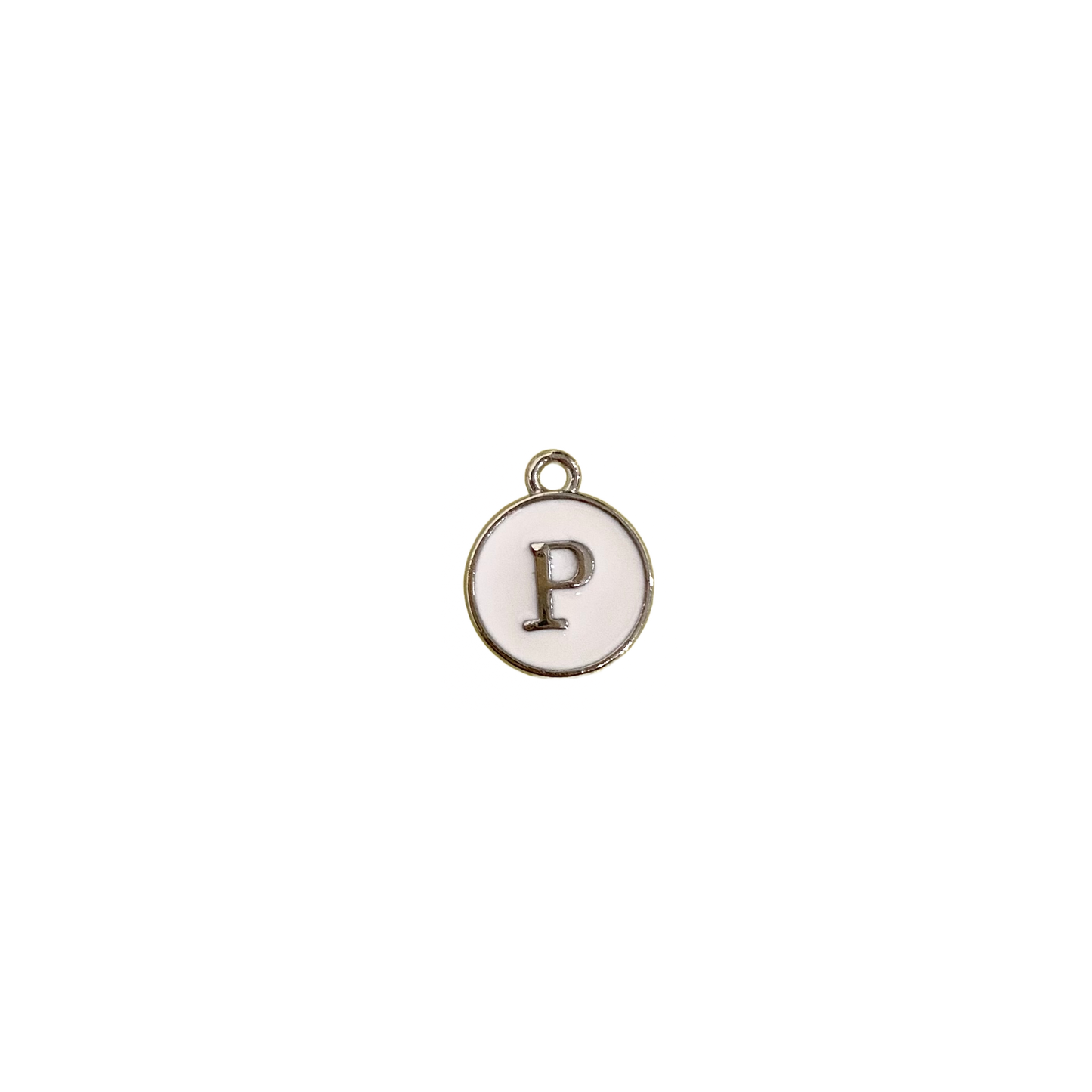 ENAMEL WHITE / SILVER INITIAL CHARM