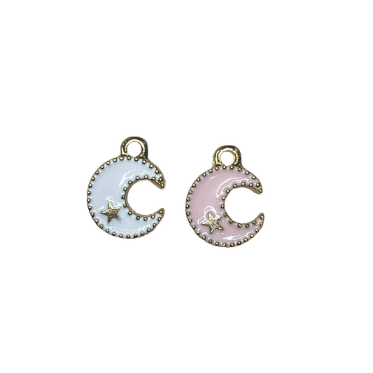 CRESCENT MOON AND STAR CHARM GOLD