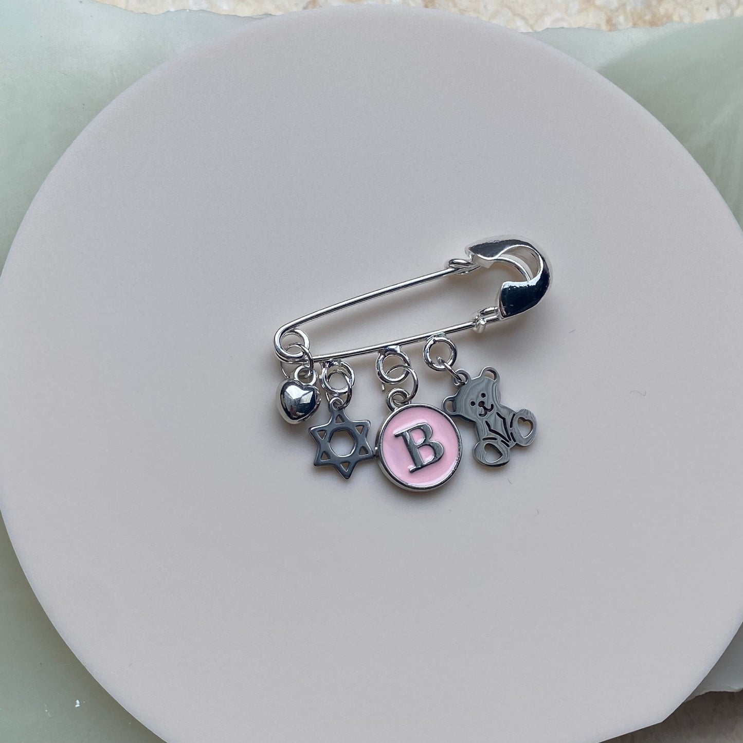 ENAMEL PINK / SILVER INITIAL CHARM
