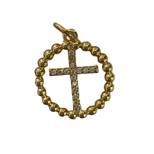 CIRCLE DIAMANTÉ CROSS CHARM