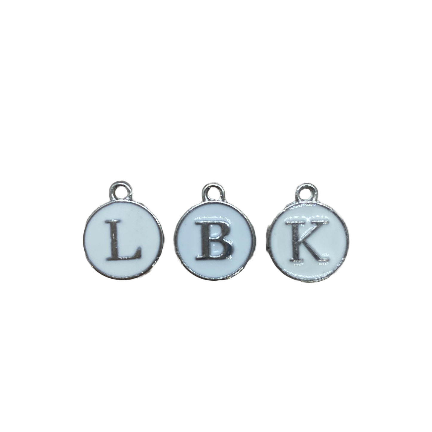 ENAMEL WHITE / SILVER INITIAL CHARM