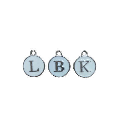 ENAMEL WHITE / SILVER INITIAL CHARM