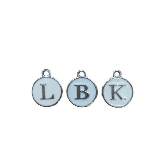 ENAMEL WHITE / SILVER INITIAL CHARM