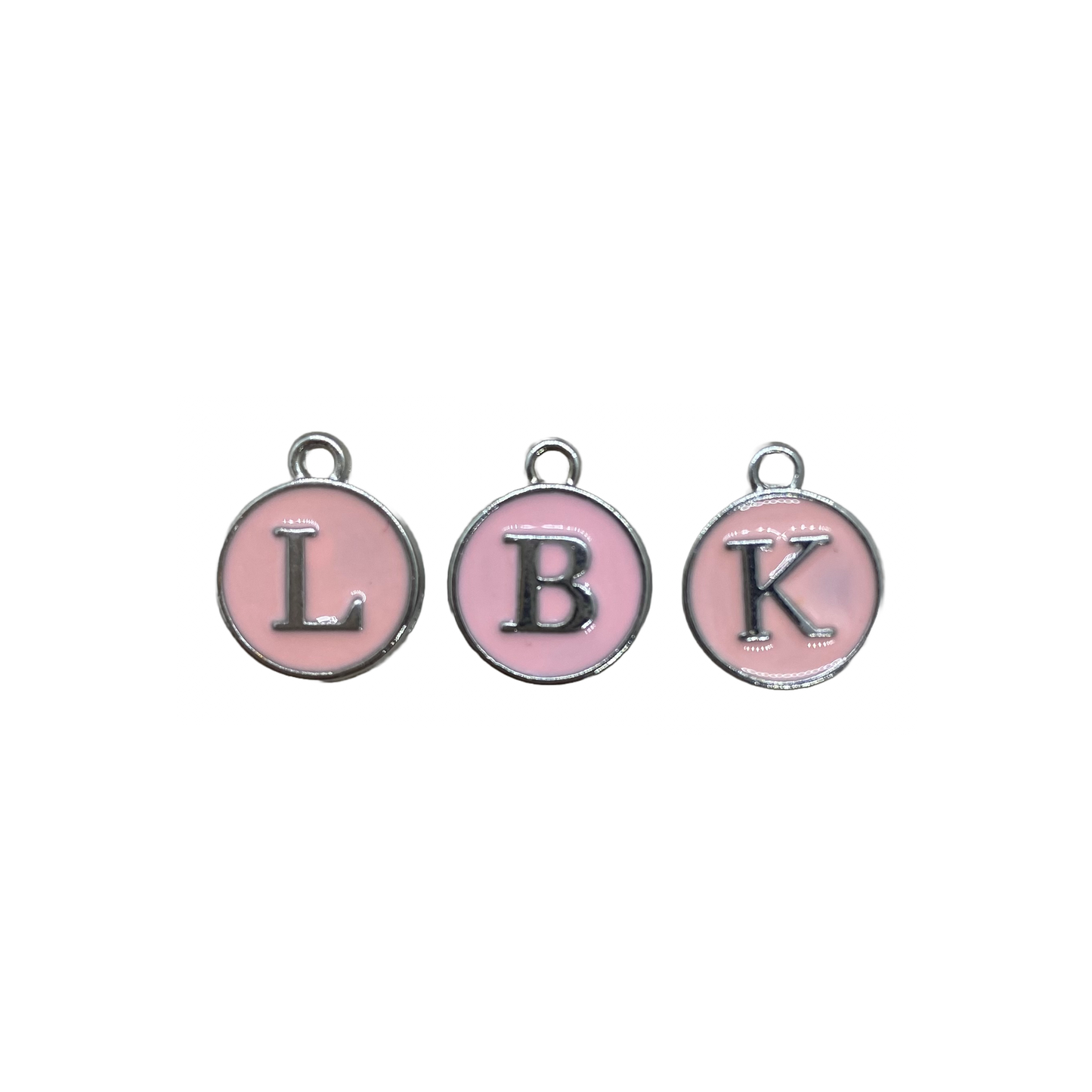 ENAMEL PINK / SILVER INITIAL CHARM
