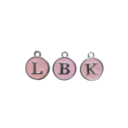 ENAMEL PINK / SILVER INITIAL CHARM