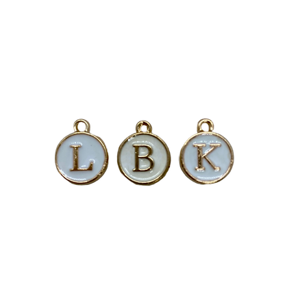 ENAMEL WHITE / GOLD INITIAL CHARM