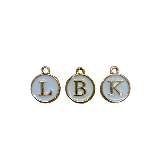 ENAMEL WHITE / GOLD INITIAL CHARM