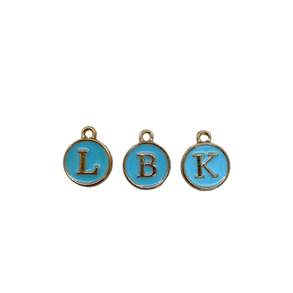 ENAMEL BLUE / GOLD INITIAL CHARM