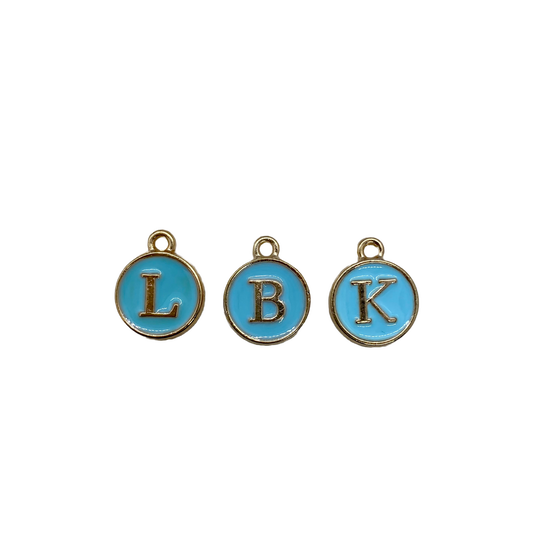 ENAMEL BLUE / GOLD INITIAL CHARM