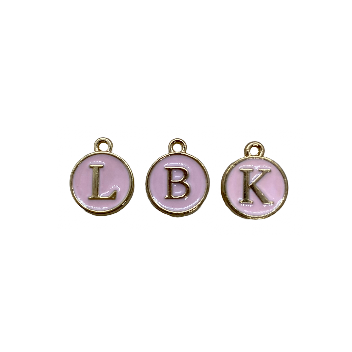 ENAMEL PINK / GOLD INITIAL CHARM