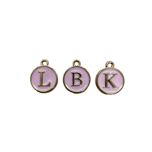 ENAMEL PINK / GOLD INITIAL CHARM