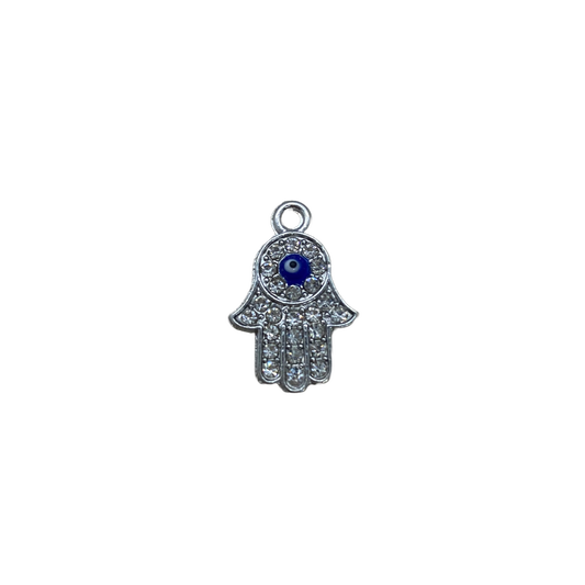 DIAMANTÉ HAMSA CHARM SILVER / BLUE