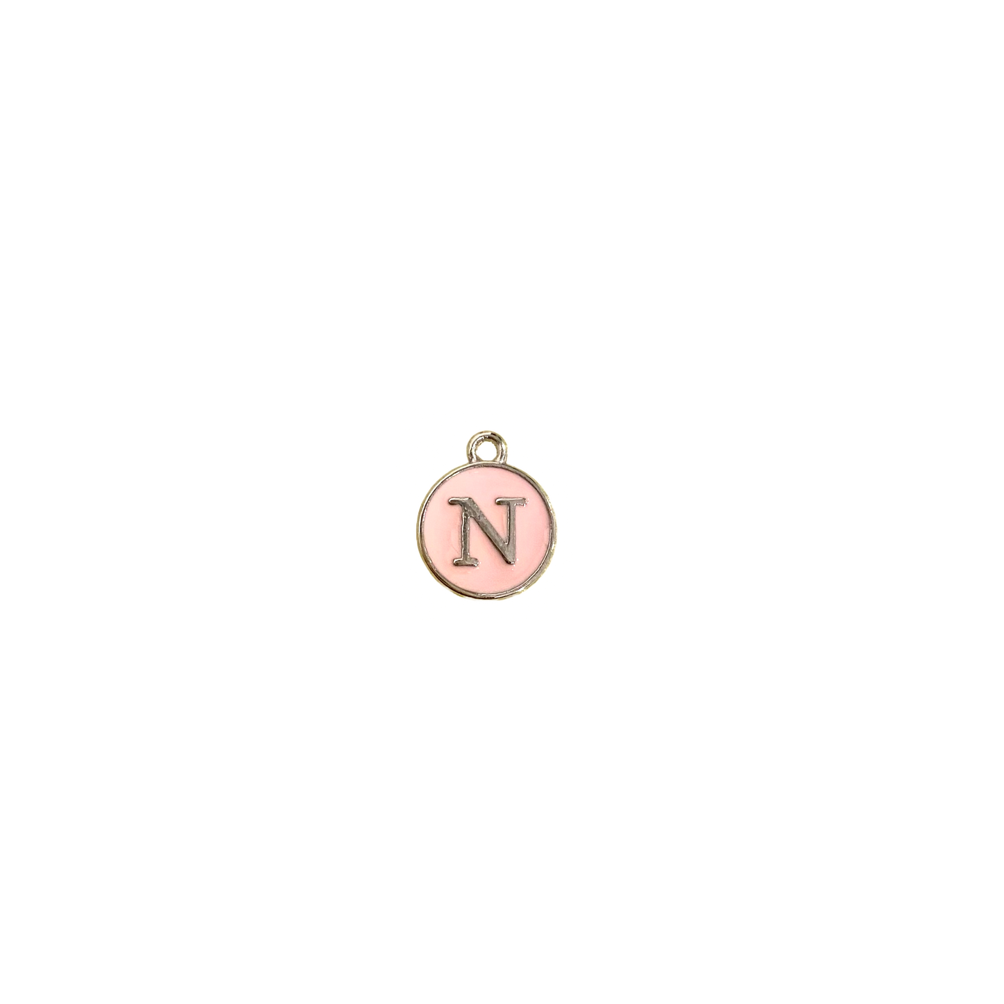 ENAMEL PINK / SILVER INITIAL CHARM