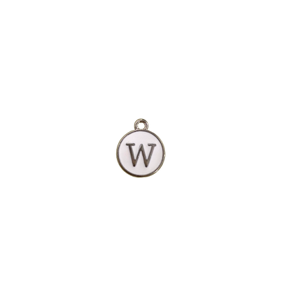 ENAMEL WHITE / SILVER INITIAL CHARM