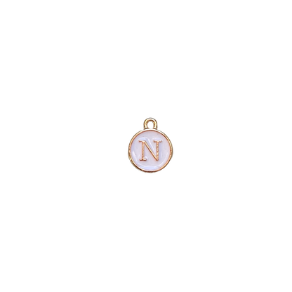 ENAMEL WHITE / GOLD INITIAL CHARM