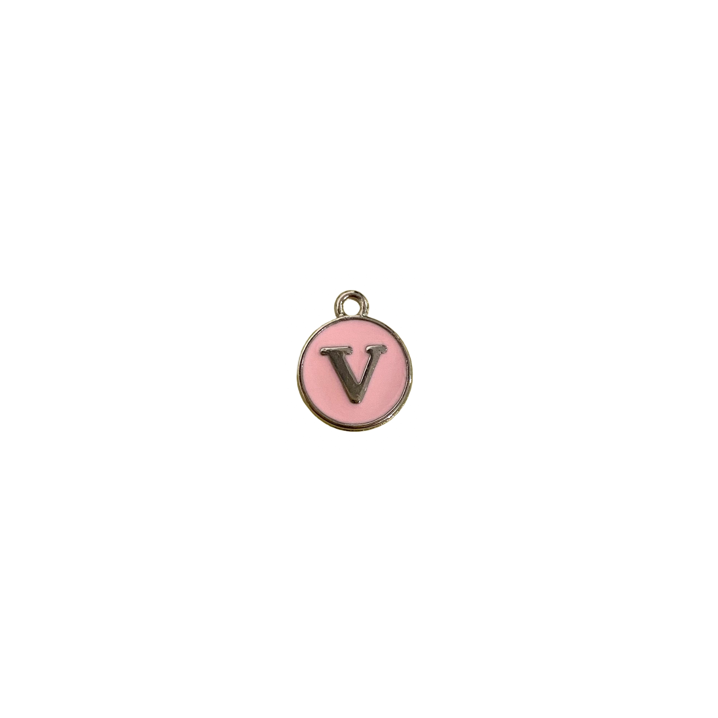 ENAMEL PINK / SILVER INITIAL CHARM