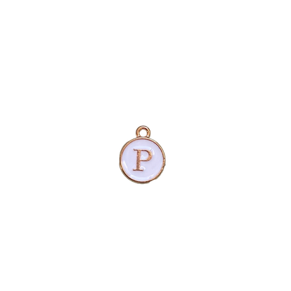 ENAMEL WHITE / GOLD INITIAL CHARM