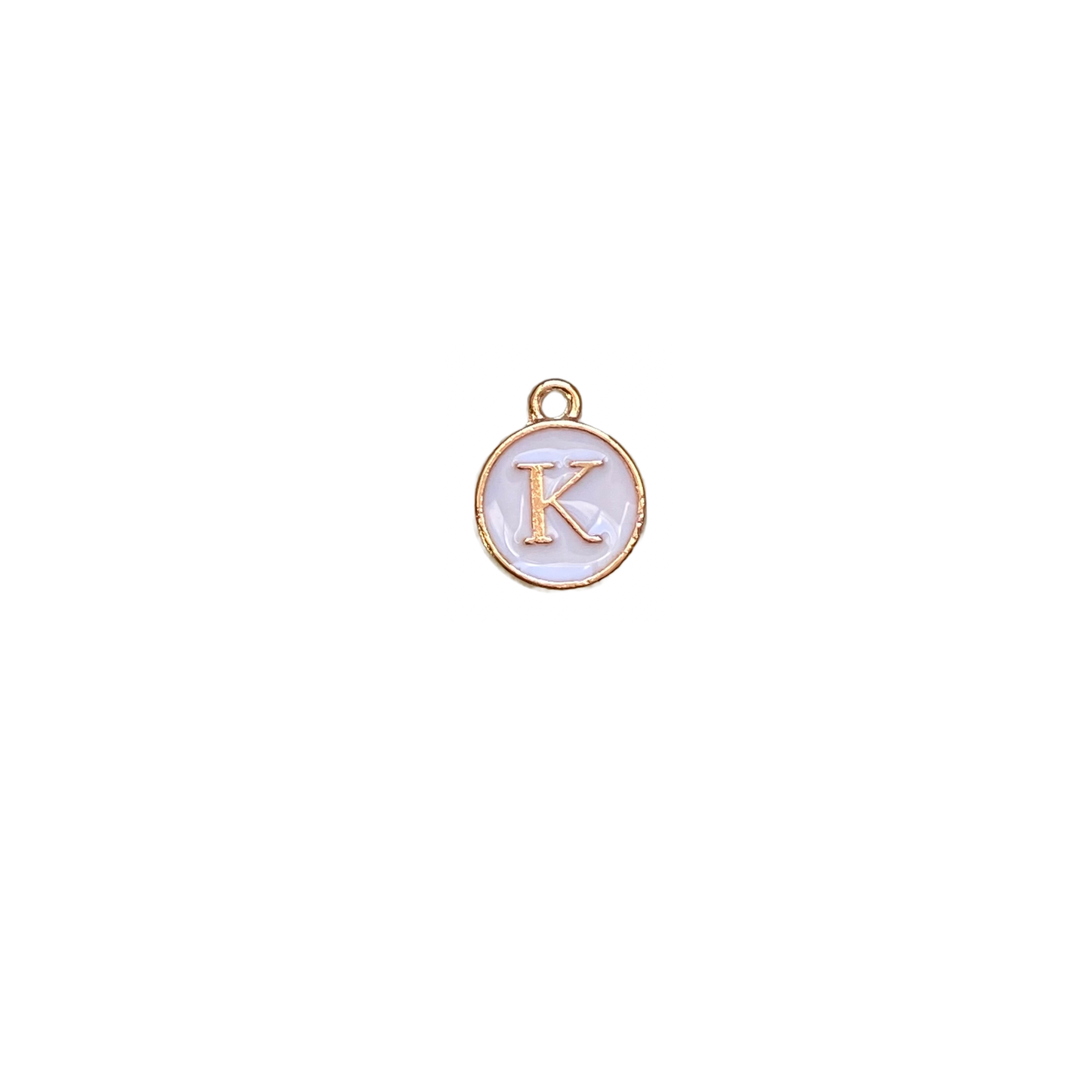 ENAMEL WHITE / GOLD INITIAL CHARM