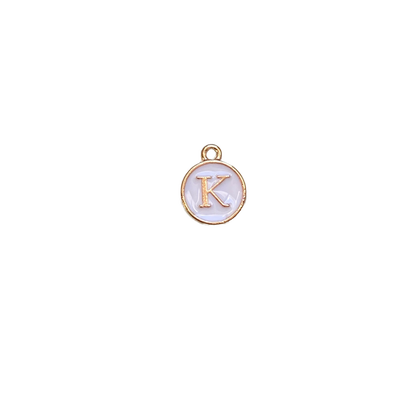 ENAMEL WHITE / GOLD INITIAL CHARM