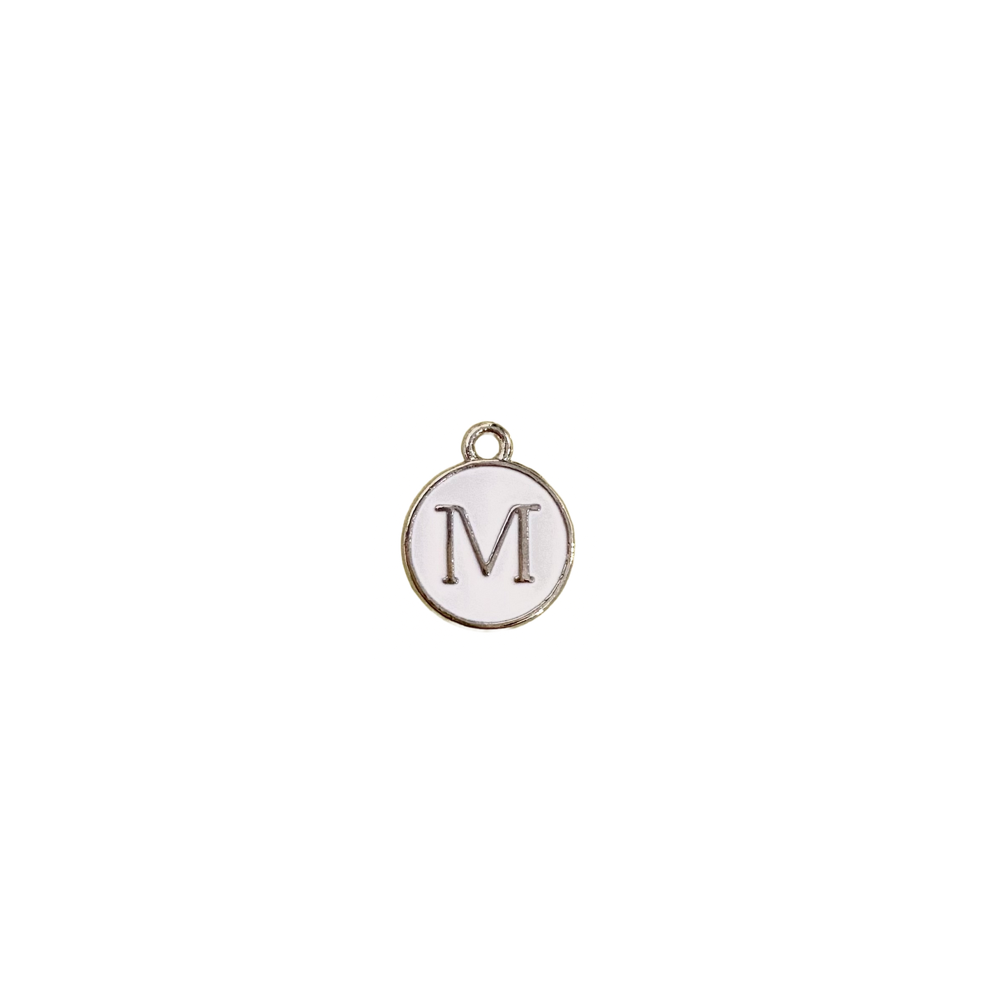 ENAMEL WHITE / SILVER INITIAL CHARM