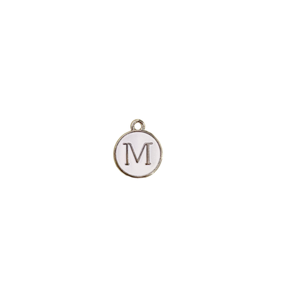 ENAMEL WHITE / SILVER INITIAL CHARM