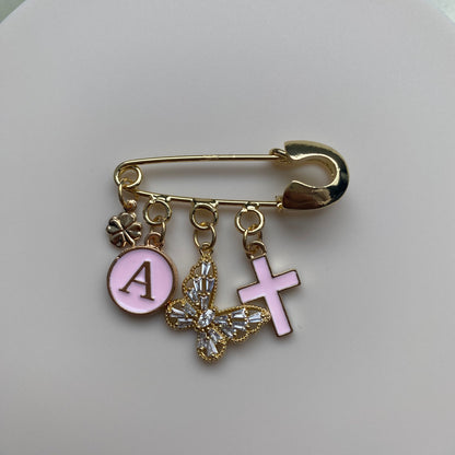 ENAMEL PINK / GOLD INITIAL CHARM