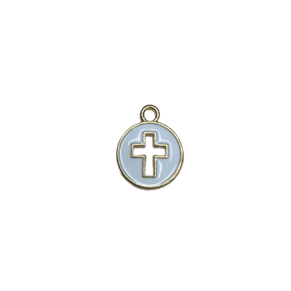 ROUND ENAMEL CROSS CHARM