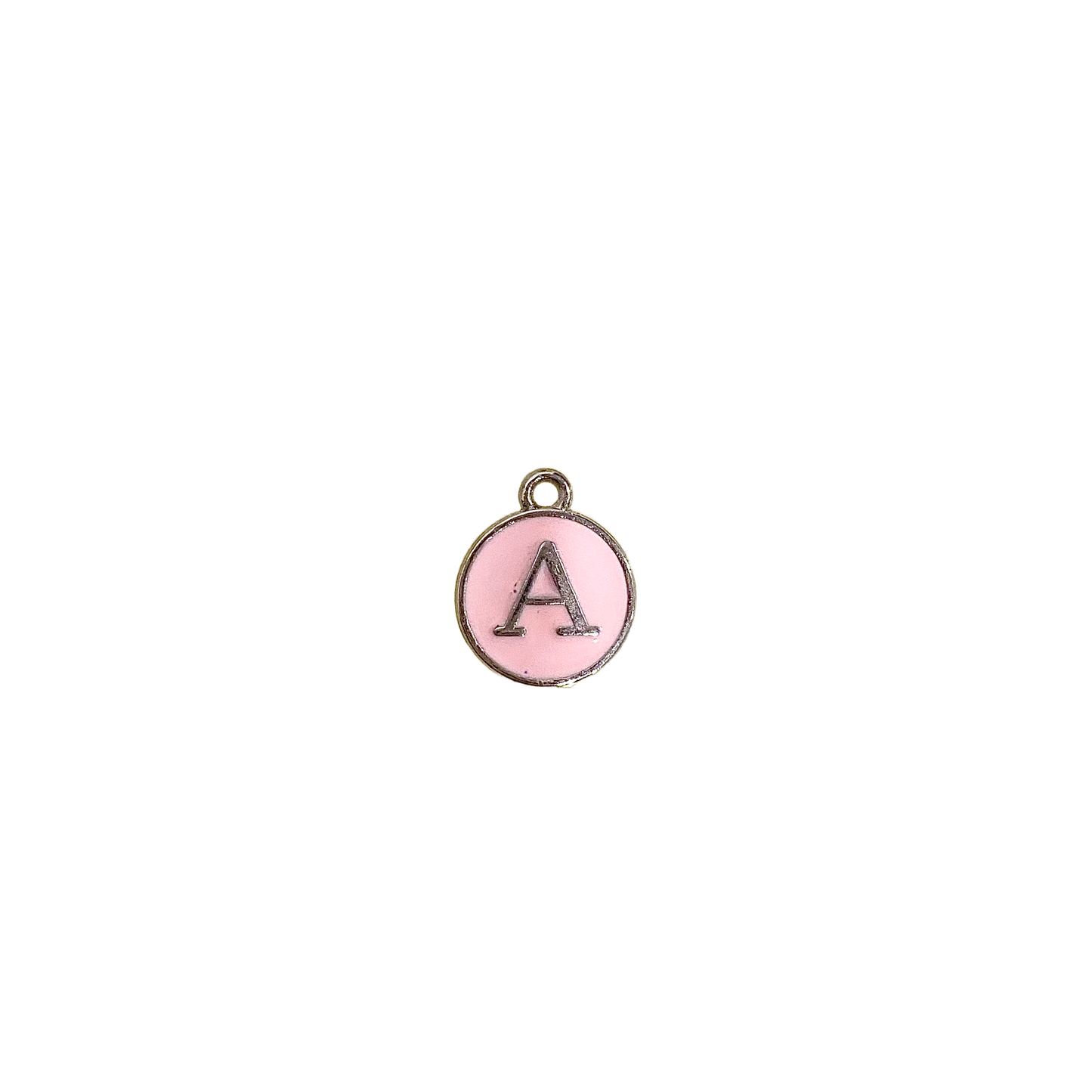 ENAMEL PINK / SILVER INITIAL CHARM