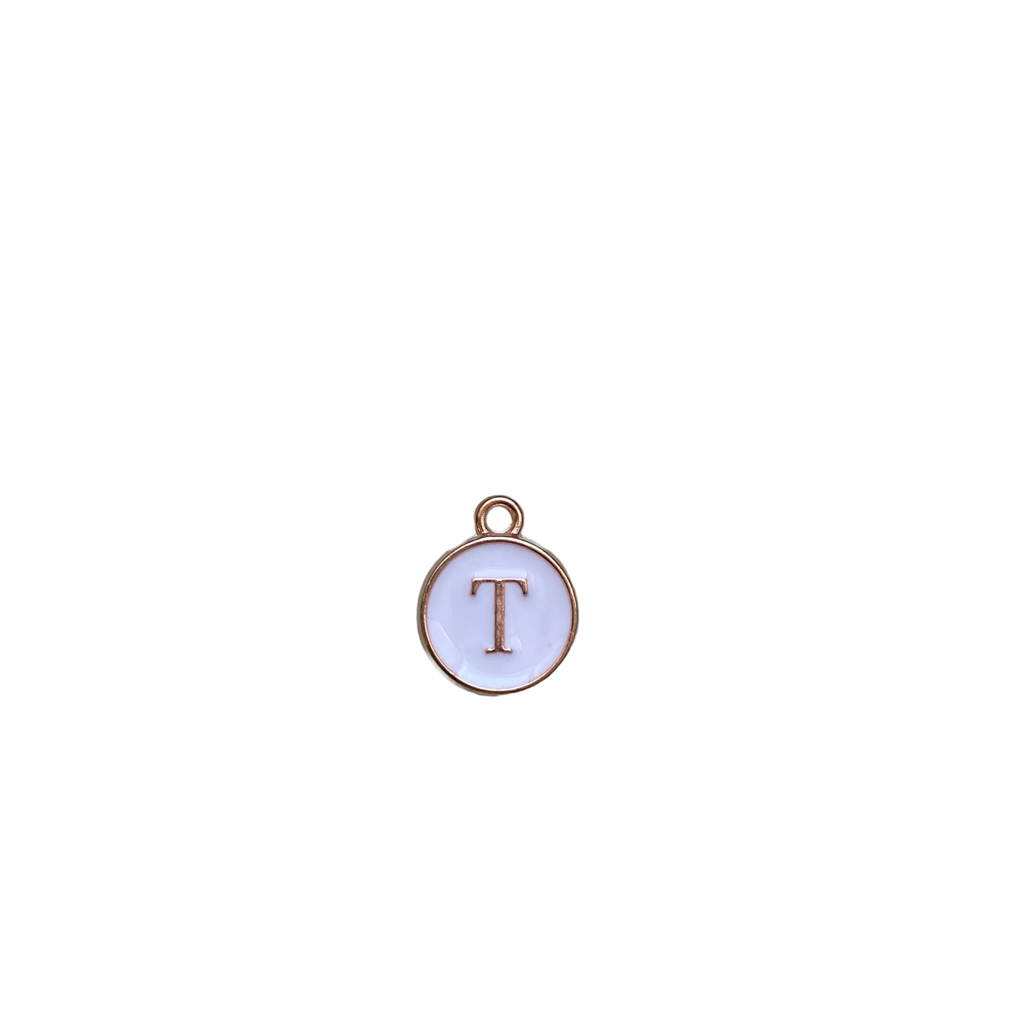 ENAMEL WHITE / GOLD INITIAL CHARM