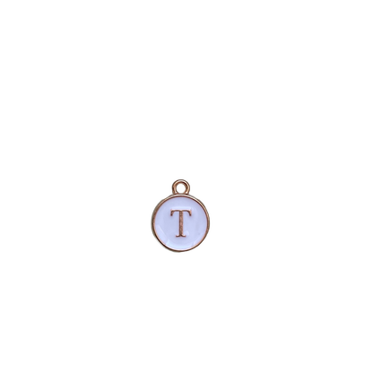 ENAMEL WHITE / GOLD INITIAL CHARM