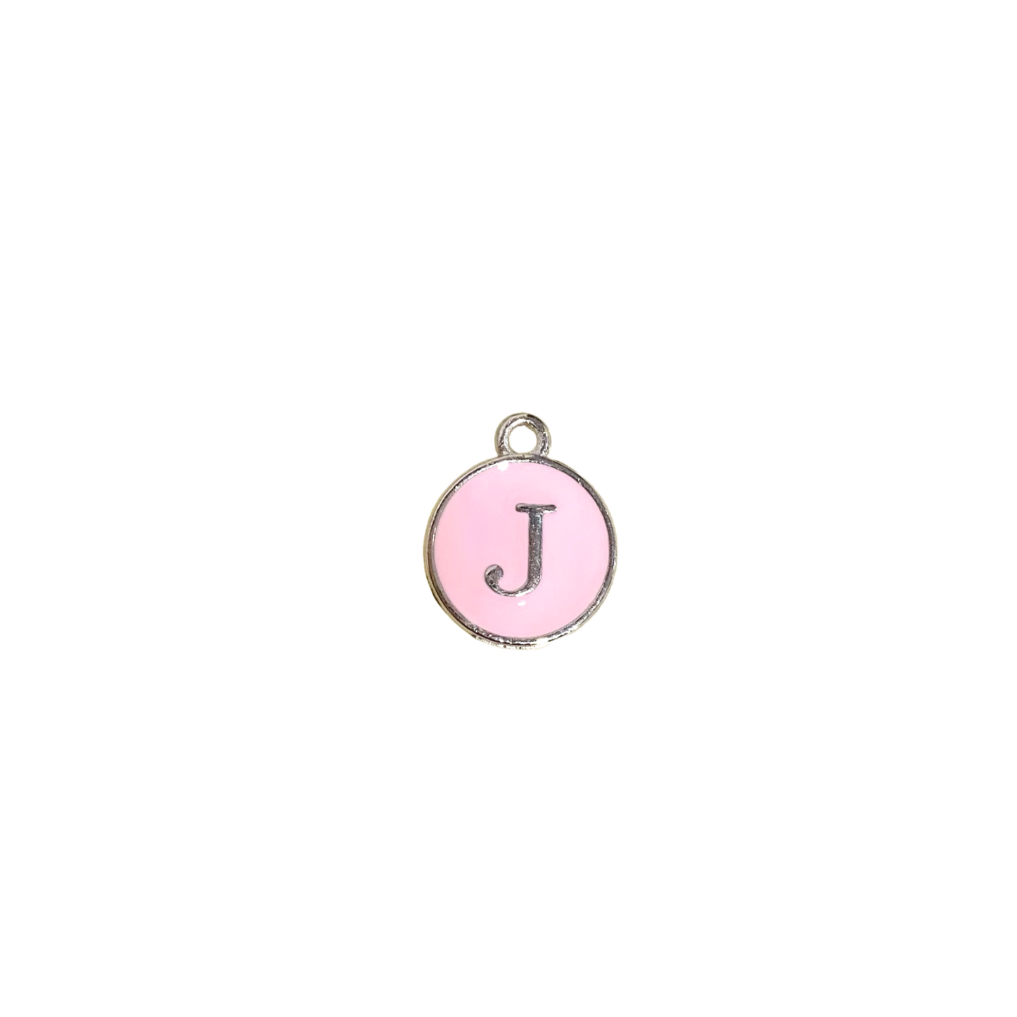 ENAMEL PINK / SILVER INITIAL CHARM