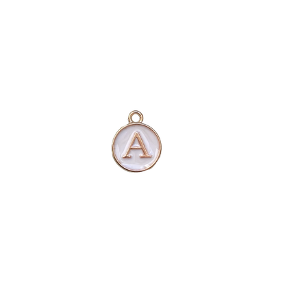 ENAMEL WHITE / GOLD INITIAL CHARM
