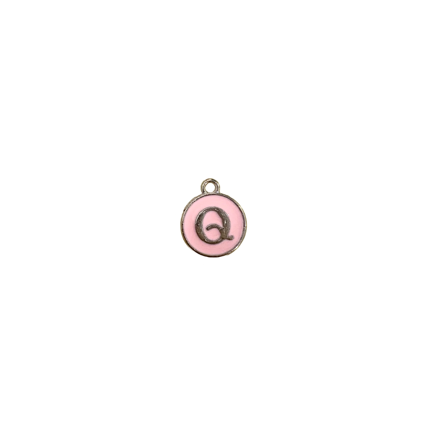 ENAMEL PINK / SILVER INITIAL CHARM