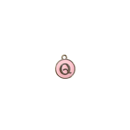 ENAMEL PINK / SILVER INITIAL CHARM
