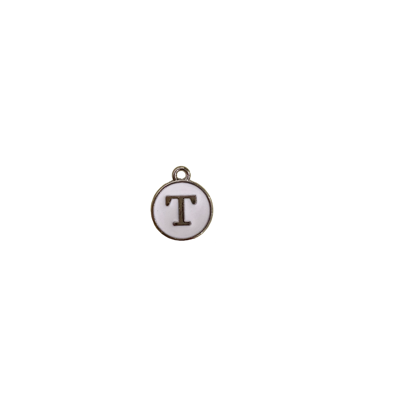 ENAMEL WHITE / SILVER INITIAL CHARM