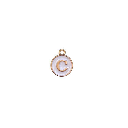 ENAMEL WHITE / GOLD INITIAL CHARM