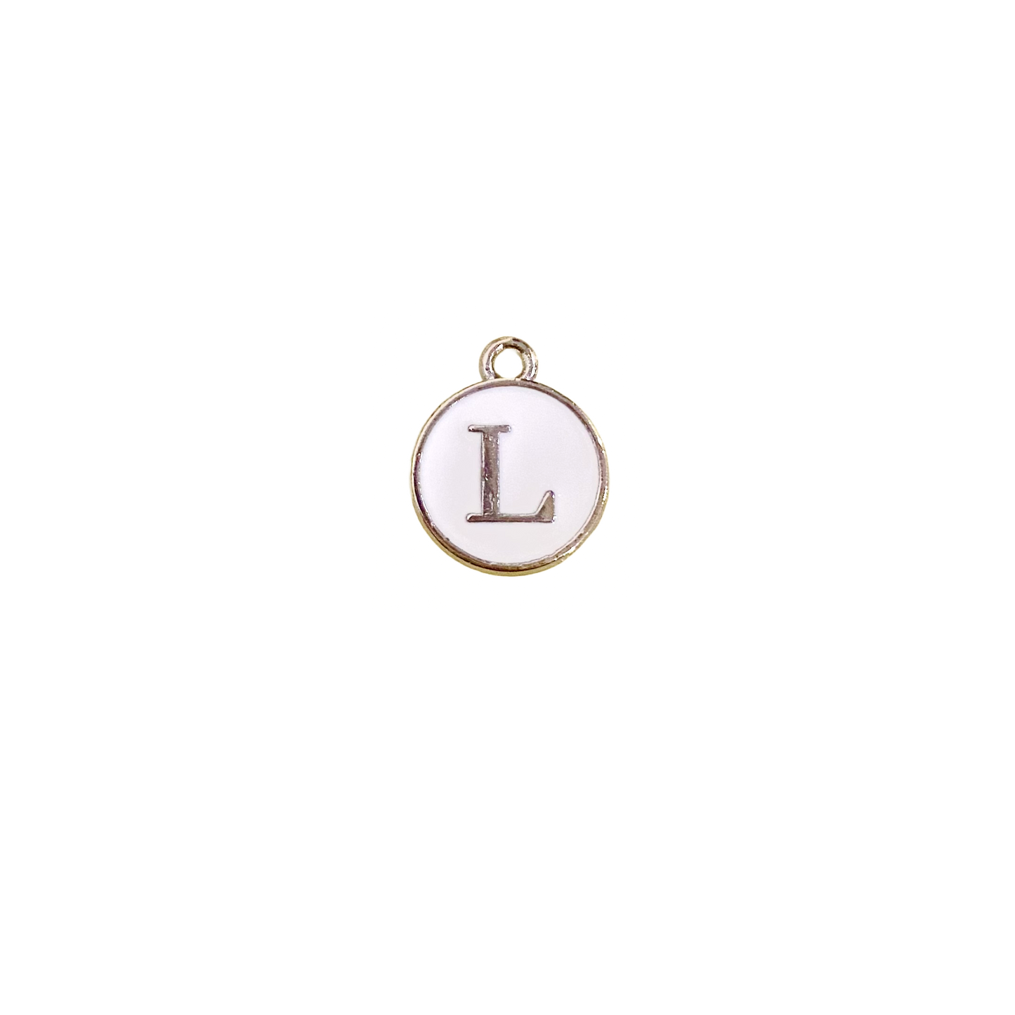 ENAMEL WHITE / SILVER INITIAL CHARM