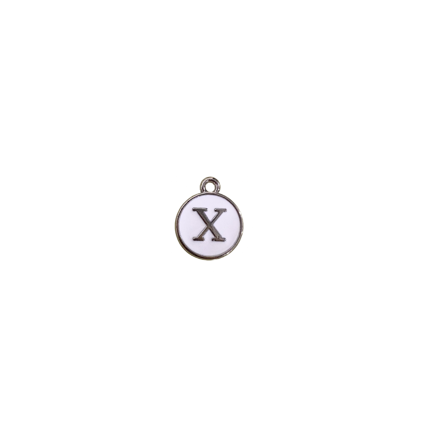 ENAMEL WHITE / SILVER INITIAL CHARM