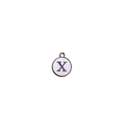 ENAMEL WHITE / SILVER INITIAL CHARM