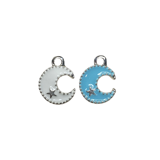 CRESCENT MOON AND STAR CHARM SILVER