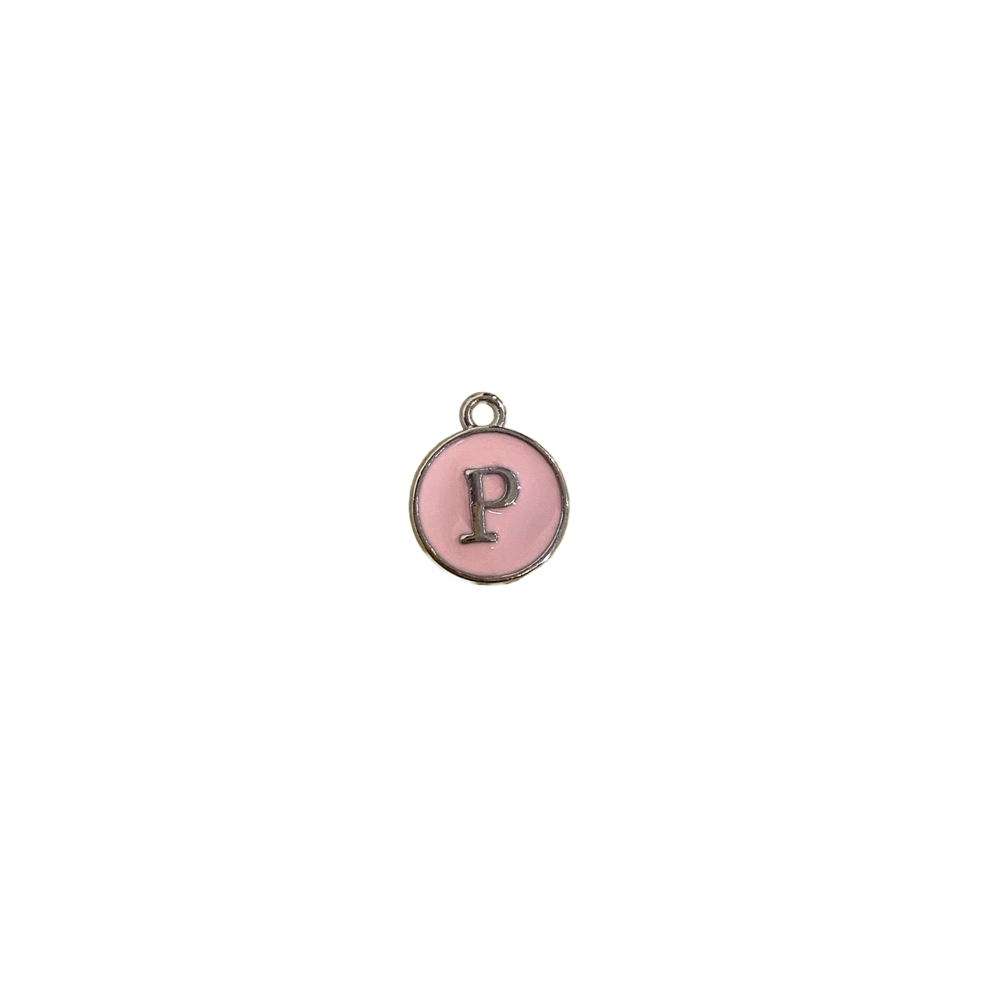 ENAMEL PINK / SILVER INITIAL CHARM