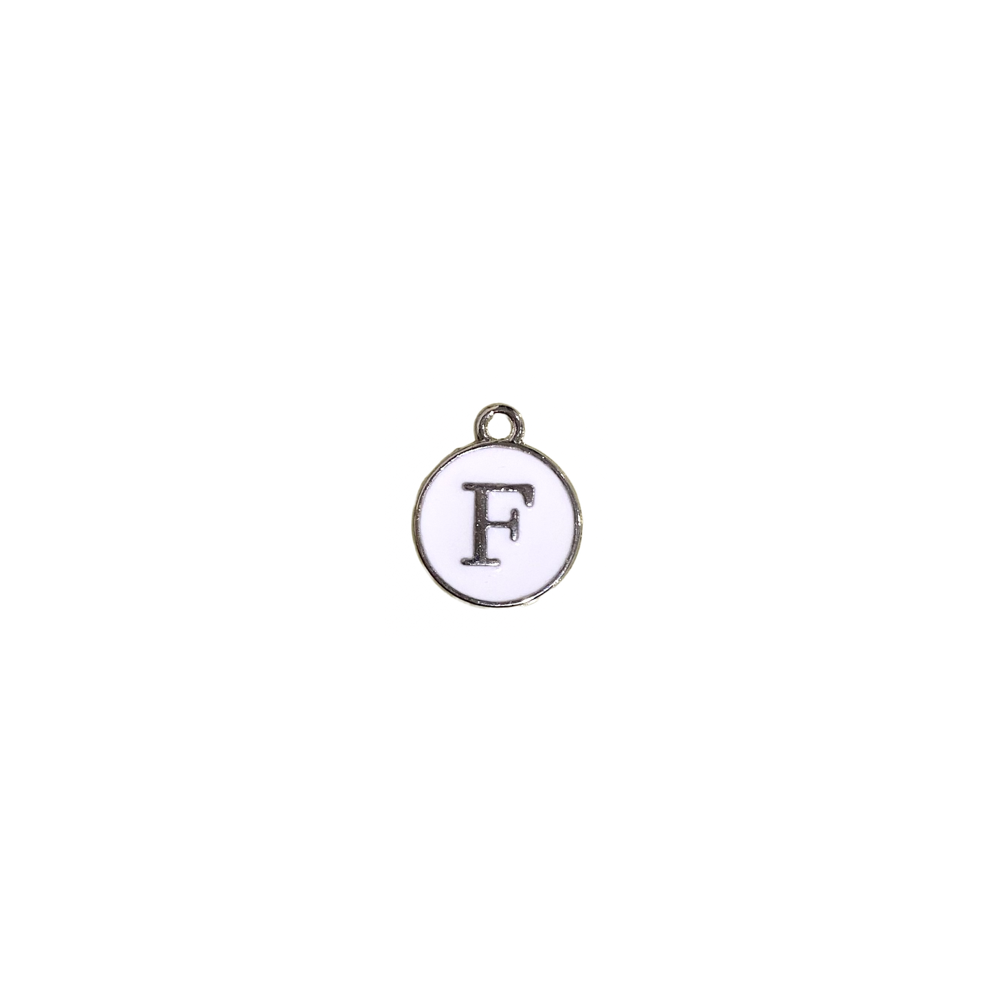 ENAMEL WHITE / SILVER INITIAL CHARM