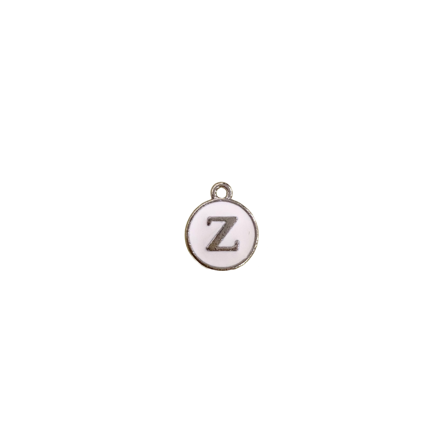 ENAMEL WHITE / SILVER INITIAL CHARM