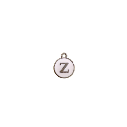 ENAMEL WHITE / SILVER INITIAL CHARM